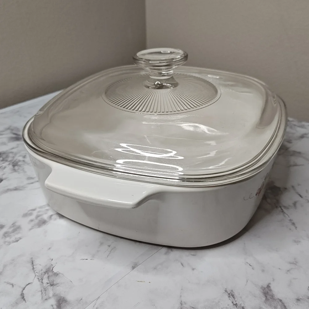 Pyrex Glass Lid Casserole Dish Fruit Design Vintage